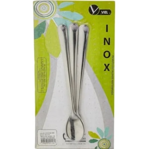 COLHER PARA SUCO INOX 18CM COM 3 PÇS VIEL