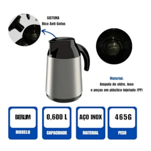 GARRAFA TERMICA BERLIM INOX 600ML UNITERMI