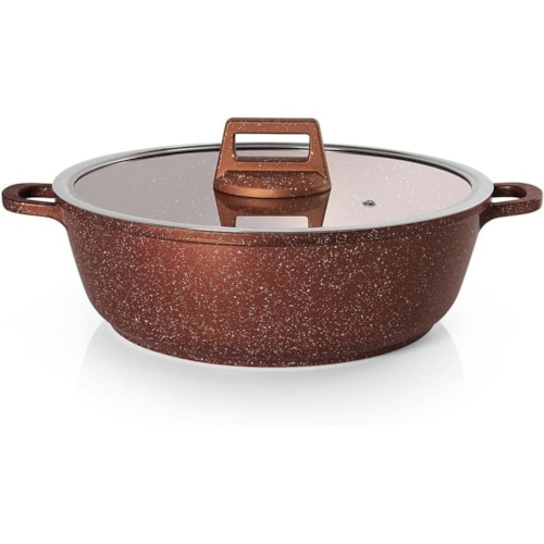 PANELA CAÇAROLA BAIXA 28CM ANTIADERENTE 5L COBRE INDUÇÃO GRANIFLON MODA DO CHEF