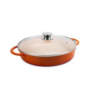 Panela Caçarola Baixa Antiaderente Laranja 30x6cm 3,7L Indução Hercules