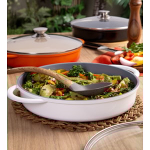 Panela Caçarola Baixa Antiaderente Laranja 30x6cm 3,7L Indução Hercules