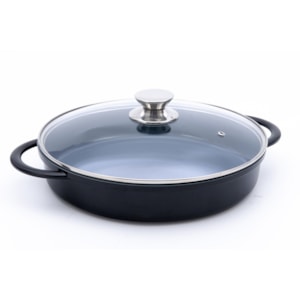 Panela Caçarola Baixa Antiaderente Preta 30x6cm 3,7L Indução Hercules