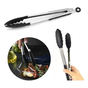 PEGADOR SALADA INOX SILICONE PRETO MIMO