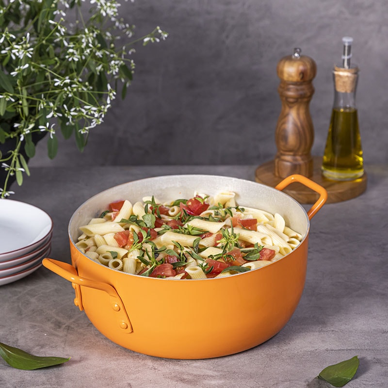 Vintage Panela Com Alças 20cm Laranja - Pinheirense